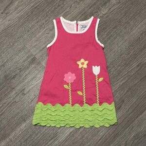 Hartstrings Girls Pink Floral Sleeveless Scalloped Hem Dress Sz 4 Spring Easter